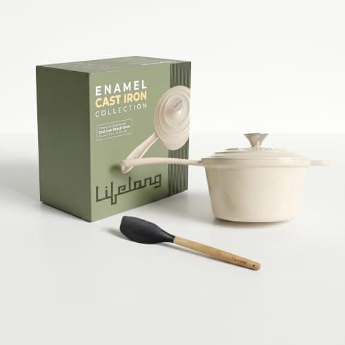 Lifelong Enamel Cast Iron Saucepan with Lid (1.9L, 20cm)