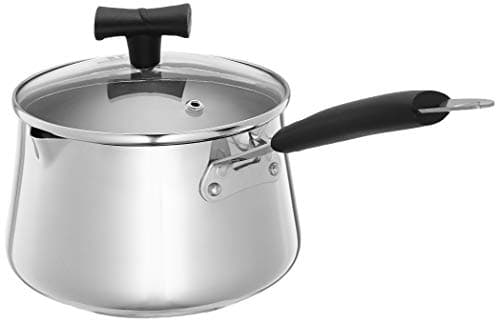 Amazon Brand - Solimo Stainless Steel T Pan with Glass Lid (1.5L)
