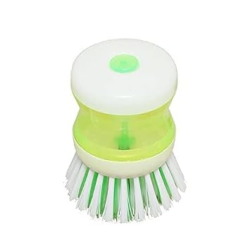 Soap Dispensing Dish Scrub Brush with Liquid Dispenser, Kitchen Sink Cleaning Scrubber, Multi-Purpose, Easy Press, for Utensils and Household Cleaning (Pack - 1)