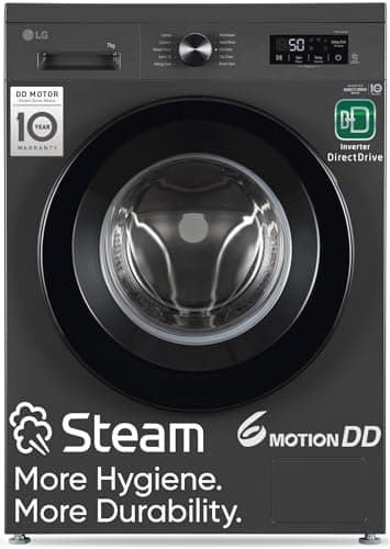 LG 7 Kg, 5 Star, DD Technology, Steam Wash, 6 Motion DD, Fully-Automatic Front Load Washing Machine (FHB1207Z2M, Allergy Care, In-Built Heater, Touch Panel, Middle Black)