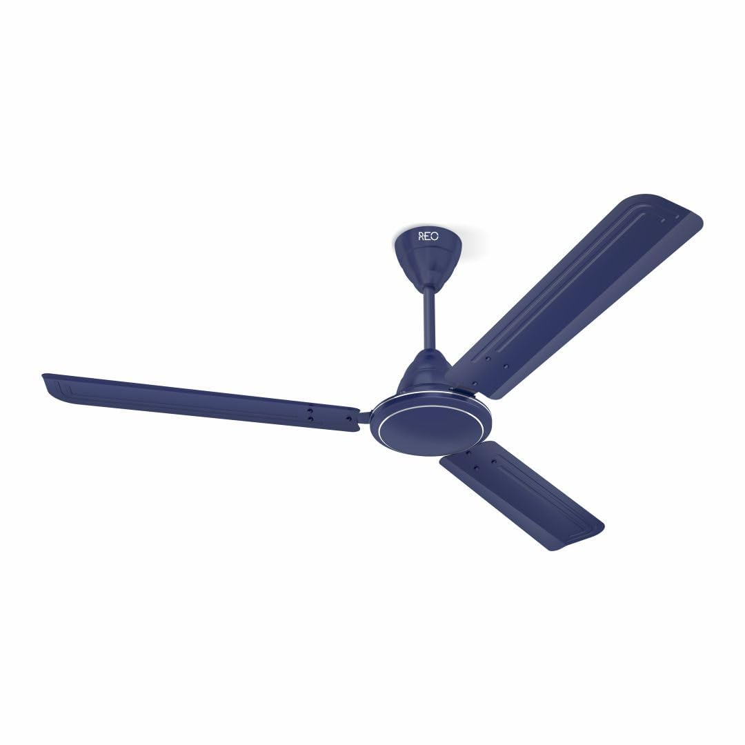 REO Tejas 1200mm ES Ceiling Fan | High Speed, High Air Delivery | Strong & Powerful Copper motor, Air Delivery: 218 m³/min, RPM: 370, 2 Year Warranty | (Pack of 1, Matt Blue)