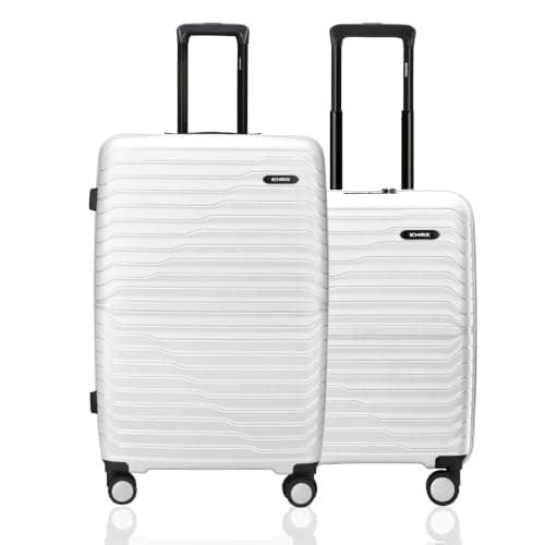 HRX Kyoto 2-Piece Luggage Set (Cabin + Medium) White Polypropylene Hard Shell Suitcase Set - Premium Travel Trolley Bags with 8 Spinner Wheels, Number Lock & Water Resistant Body