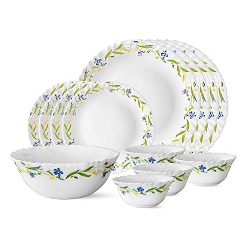 Larah by Borosil Cripper Opalware Dinner Set 13-Pieces