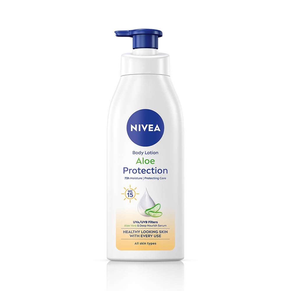 NIVEA Aloe Protection Body Lotion 400 ml | UVA UVB filters | 72H Moisturization| Aloe Vera Extracts | Dep Moisture Serum | Men and Women | All Skin Type