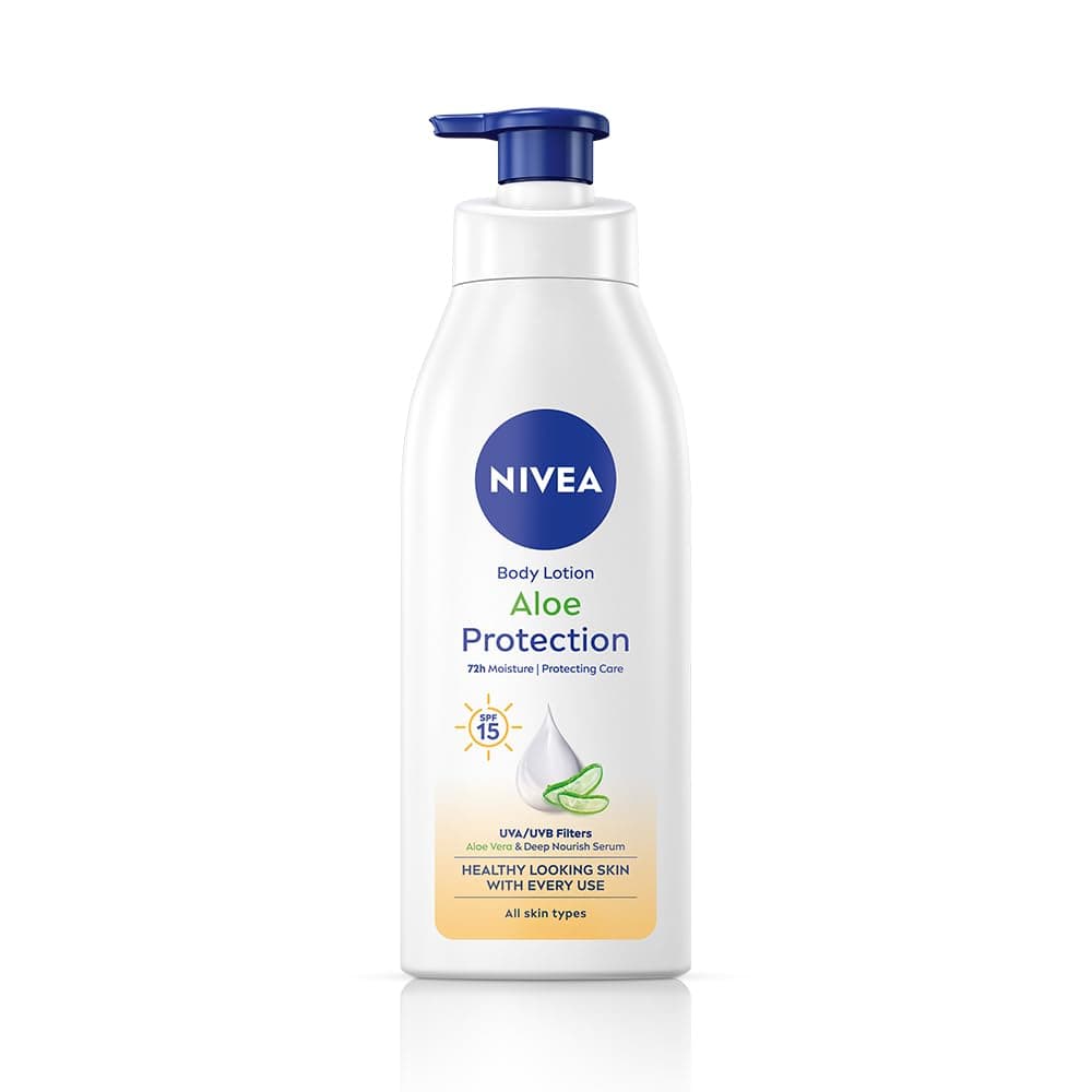 NIVEA Aloe Protection Body Lotion 400 ml | UVA UVB filters | 72H Moisturization | Aloe Vera Extracts | Dep Moisture Serum | Men and Women | All Skin Type