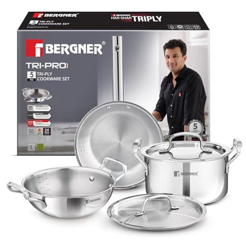 Bergner TriPro 5-Piece Triply Stainless Steel Cookware Set