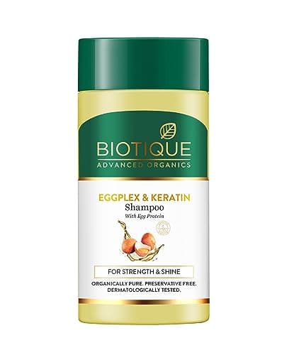 Biotique Eggplex & Keratin Shampoo for Thicker & Shinier Hair - Prevents Breakage, Gentle Cleanse | Protein Shampoo | For Men & Women - 25ml