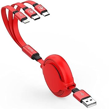 SOOPII 3 in 1 multi usb cable, Compatible for Apple iPhone Micro and C -Type, charges 3 phone at same time 1.2meter long 2.1 A output