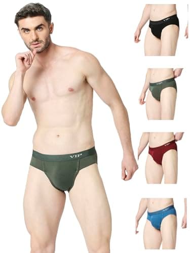 VIP Men's Skimpy Assorted Cotton Brief Underwear for Men with Elasticated Waistband - (Pack of 5, L)
