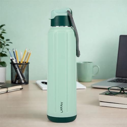 Larah by Borosil 680 ml Amaze Mint Stainless Steel Water Bottle | Made in India Pu Insulated Thermoware | Leakproof, BPA Free| Bottle for Office, School, College & Gym, Daily Use | 1 Year Warranty