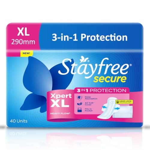 Stayfree Secure Xpert XL Sanitary Pads (290 mm, 40 Pads)