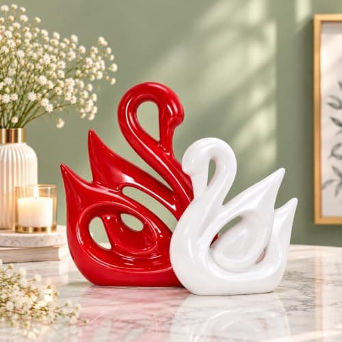 Amazon Basics Ceramic Swan Couple Figures Set of 2