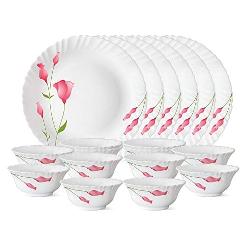 Larah By Borosil Opalware Dinner Set - 18 Pieces