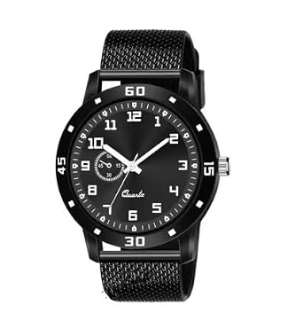 Black Dial PU Strap Stylish Analog Watch for Men-GBKEE-PU-AVGR-Black_601