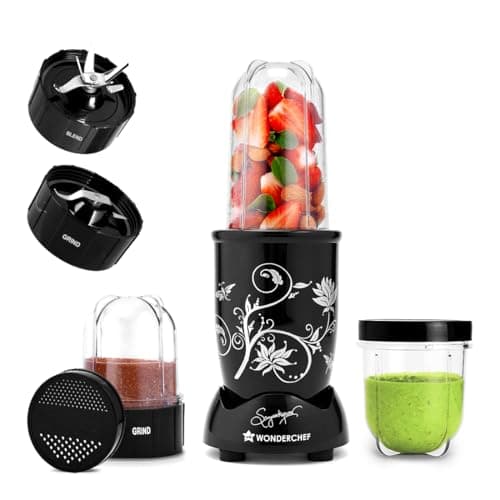 Wonderchef Nutri-blend Mixer, Grinder & Blende | 400W 22000 RPM 100% Full Copper Motor | Stainless Steel Blades | 2 Unbreakable Jars | 2 Years Warranty | Recipe book by Chef Sanjeev Kapoor | Champagne