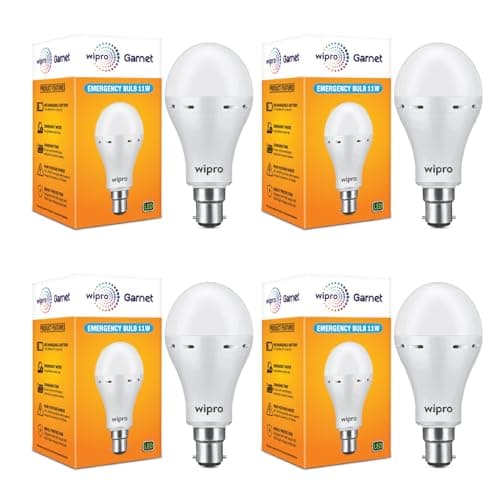 Wipro Garnet 11W B22 LED Emergency Bulb (Pack of 4)