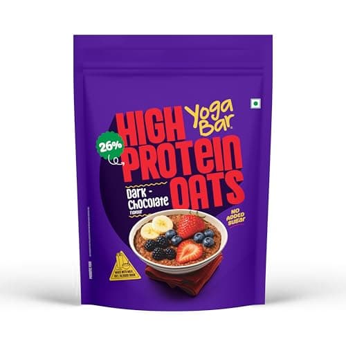 Yogabar 26% High Protein Oats 250 g, Pack of 1, Dark Chocolate - Breakfast Cereal with Wholegrains, 26% Protein & No added sugar