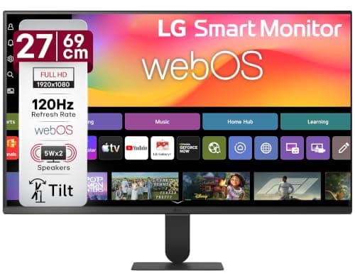 LG 27U511SB 69 cm (27 Inch) Full HD (1920x1080) IPS Smart Monitor with webOS26, 120Hz, Wi-Fi, Bluetooth, Miracast, AirPlay, Speakers, HDMI, USB-A, Slim Stand, 3-Side Virtually Borderless (Black)