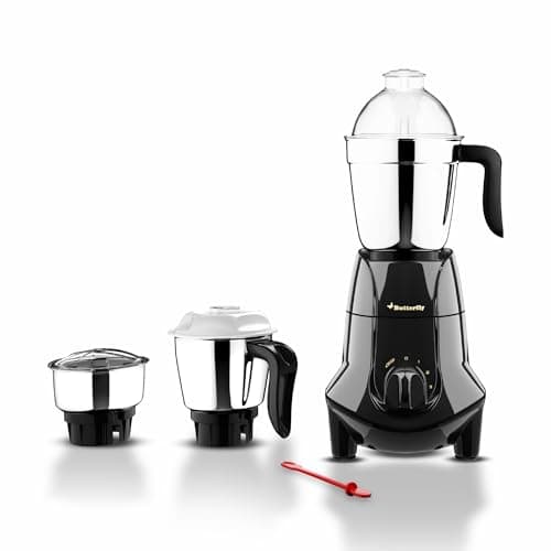 Butterfly Jet Elite 750 Watt Mixer Grinder with 3 Jars | 3 Leakproof Stainless Steel Jars | ABS body | Grey | 2 Years Manufacturer's Warranty