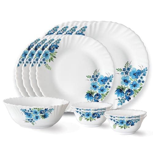 Larah by Borosil Pansy Fluted 13 Piece Opalware Dinner Set