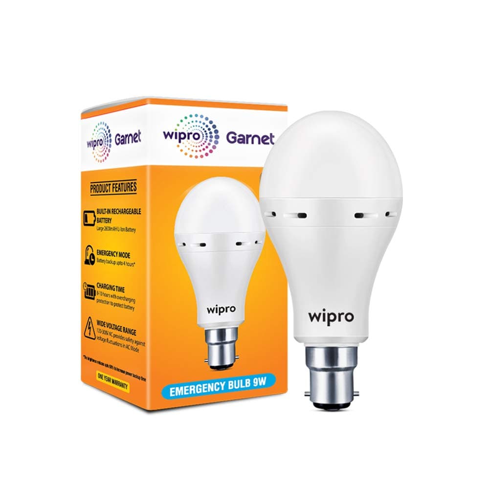 Wipro Garnet 9W B22 LED Emergency Inverter Bulb
