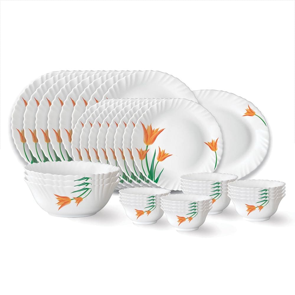 Larah by Borosil Firefly Opalware Dinner Set (36 Pieces)