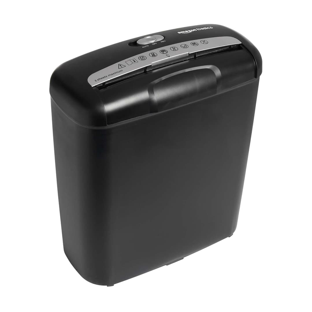 Amazon Basics 6-Sheet Strip Cut Paper & Card Shredder (7L)