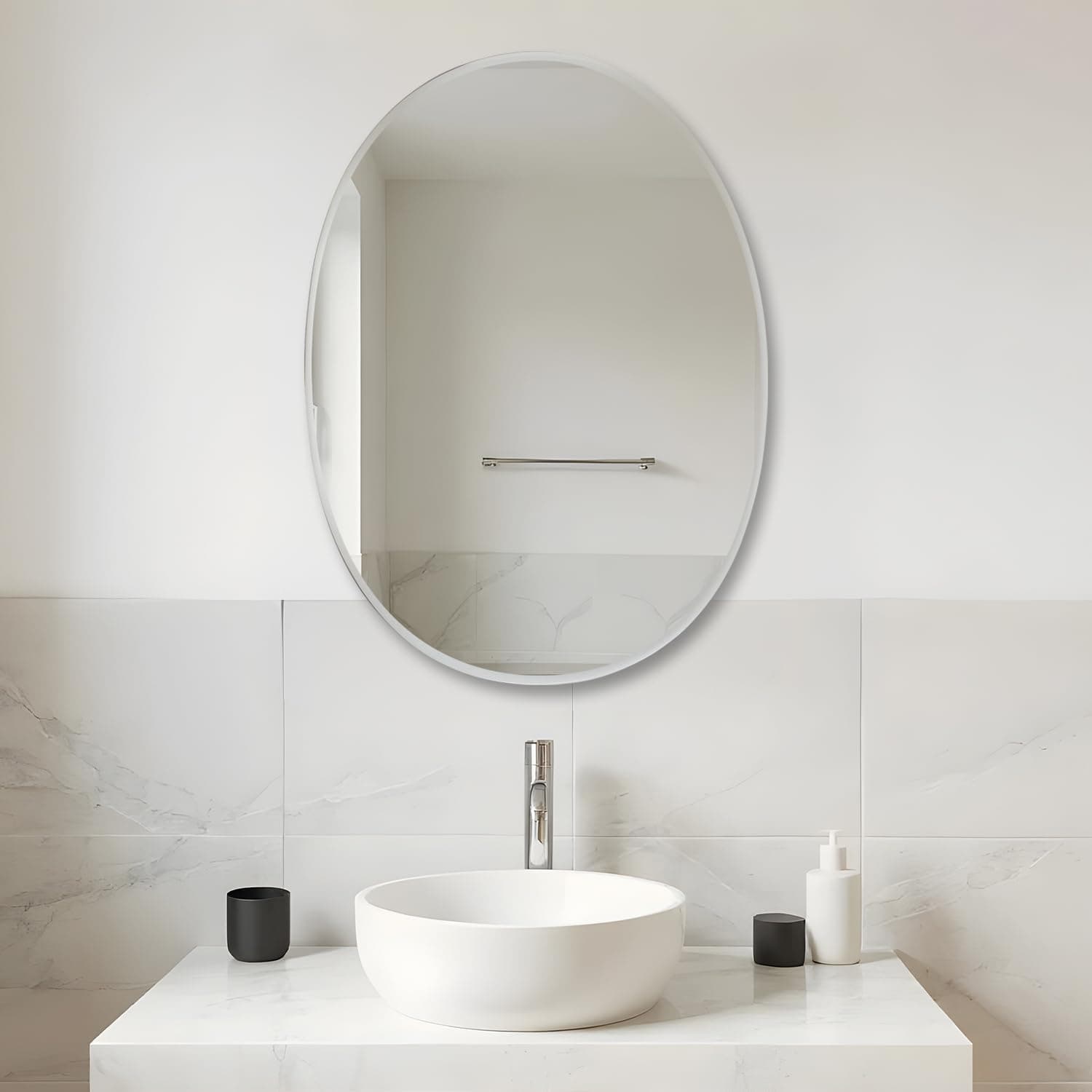 Amazon Basics Frameless Oval Wall Mirror (18 x 24 Inch)