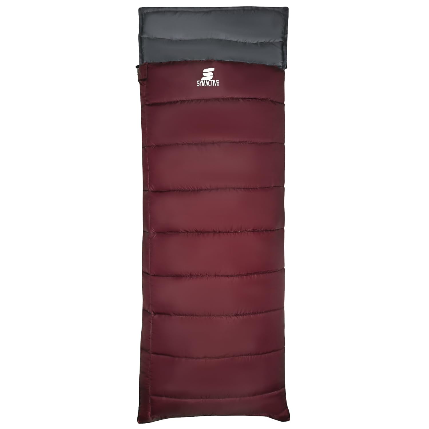 Amazon Brand - Symactive Sleeping Bag Camp Lite 3°C to 20°C, Lightweight Camping Sleeping Bag for Indoors & Outdoors (Maroon, for Adults Upto 6.8 Ft)