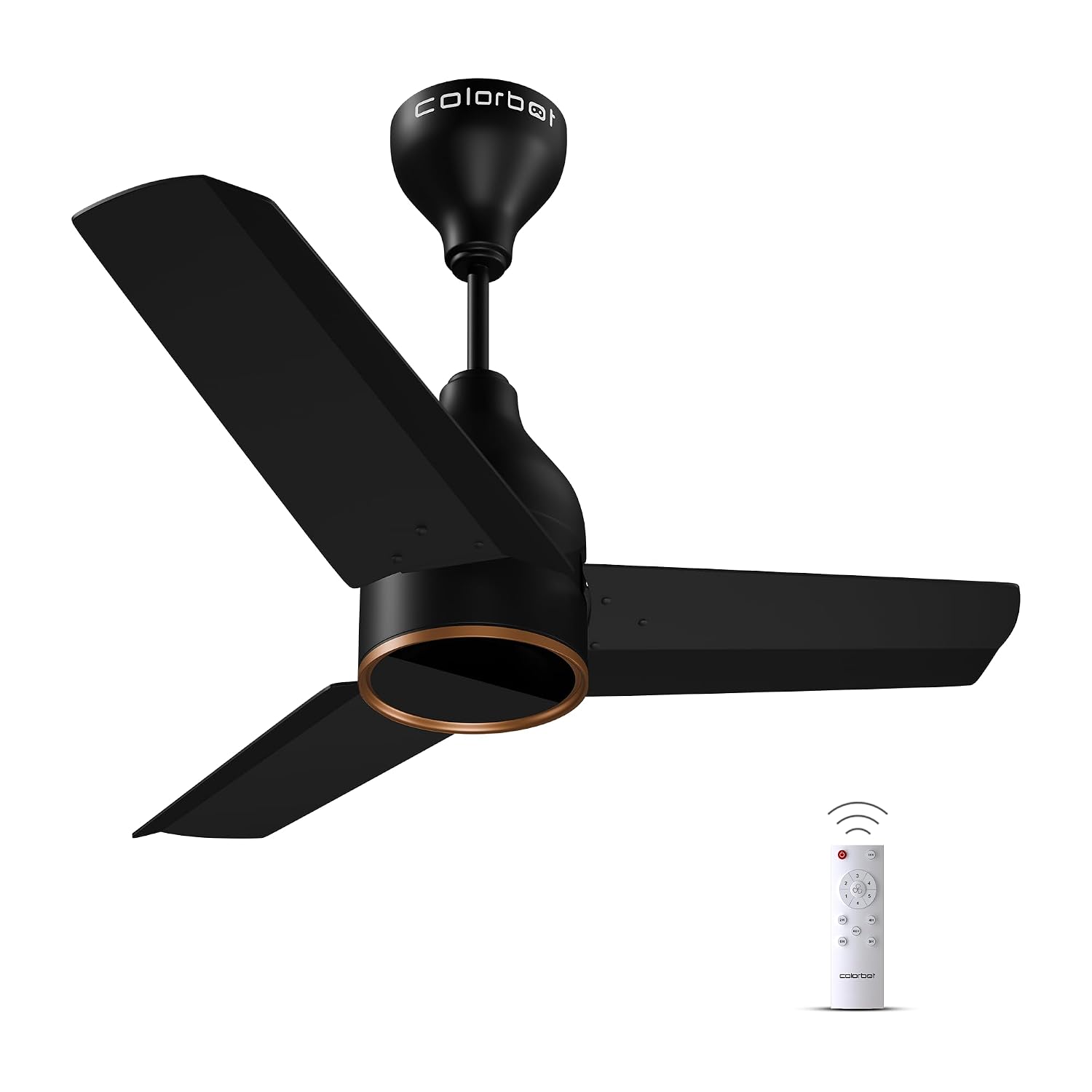 Colorbot Prizma BLDC Ceiling Fans 900mm | BEE 5 Star Rated 850 RPM | Savings up to 67% | Remote Control (Boost, Timer, Reverse Mode) | 4 Years Warranty | Charcoal Black (New Launch)