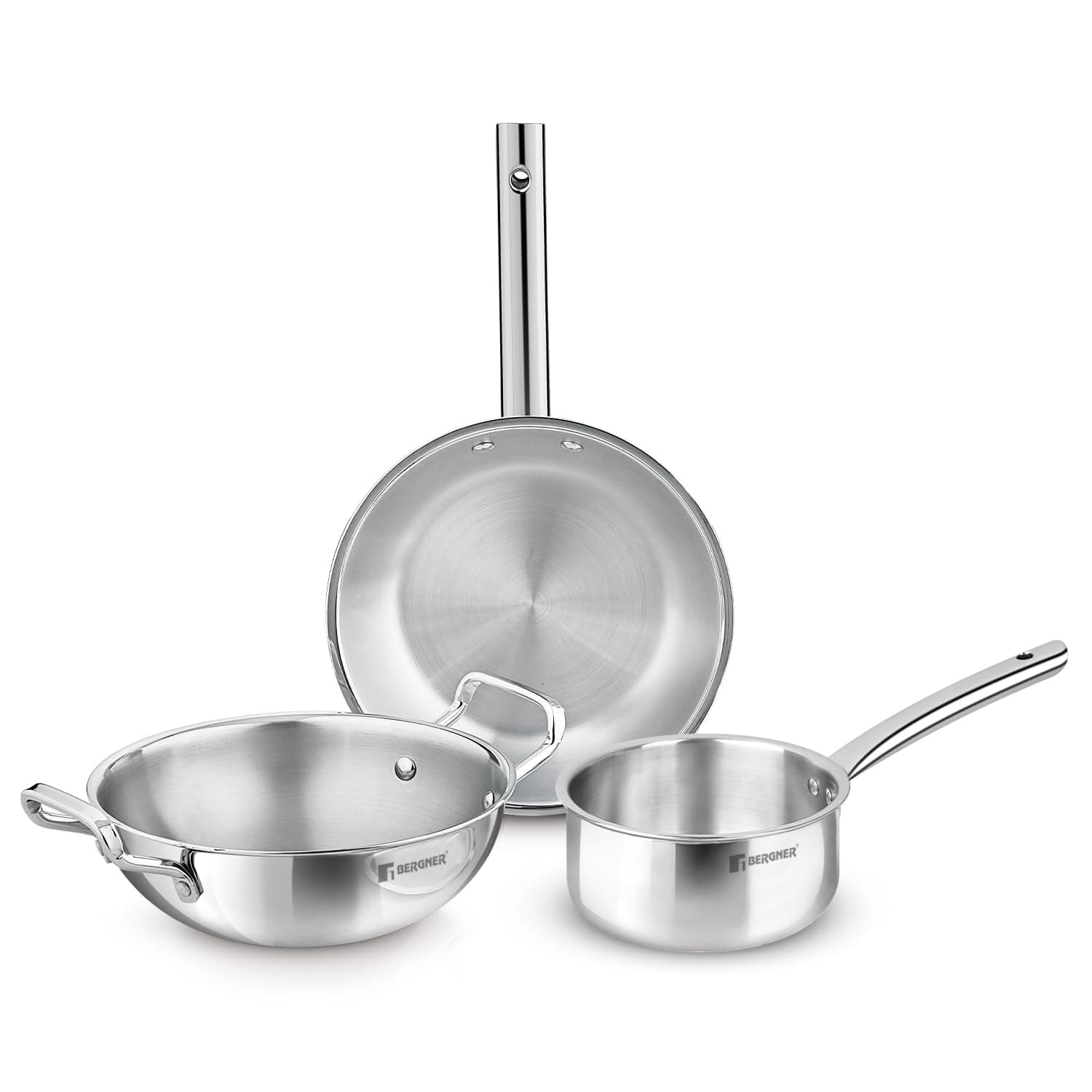 Bergner TriPro 3 Pcs Tri-Ply Stainless Steel Cookware Set