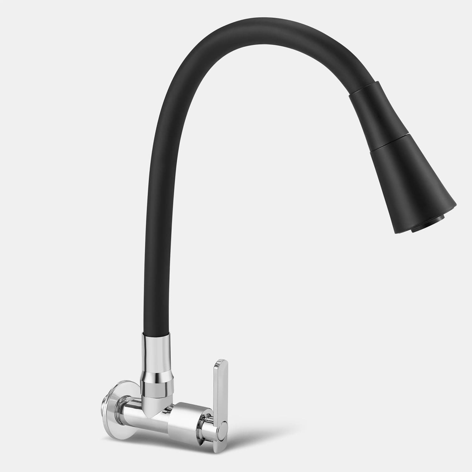 Amazon Basics Beam Wall-Mount Kitchen Sink Tap | Single Lever Cold-Only Faucet with Swivel Spout | Chrome Finish, Easy Install | Splash-Free Aerator
