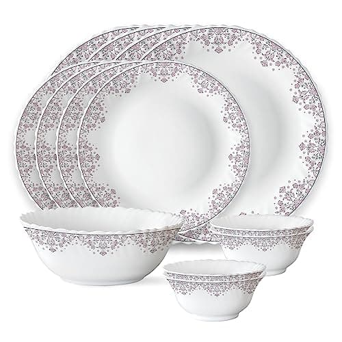 Larah by Borosil Lark Fluted Opalware Dinner Set, 13 Pieces