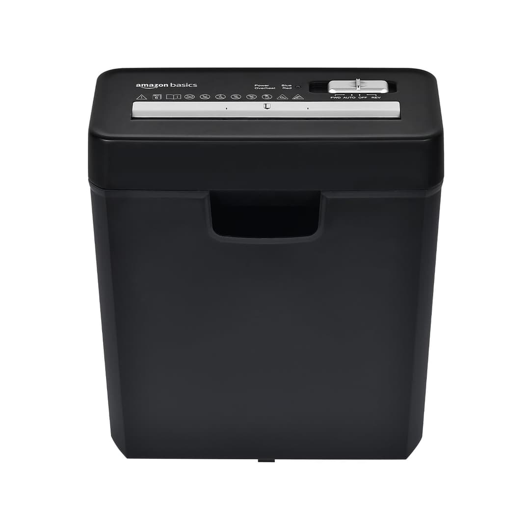 Amazon Basics 6-Sheet Strip Cut Paper & Credit Card Shredder