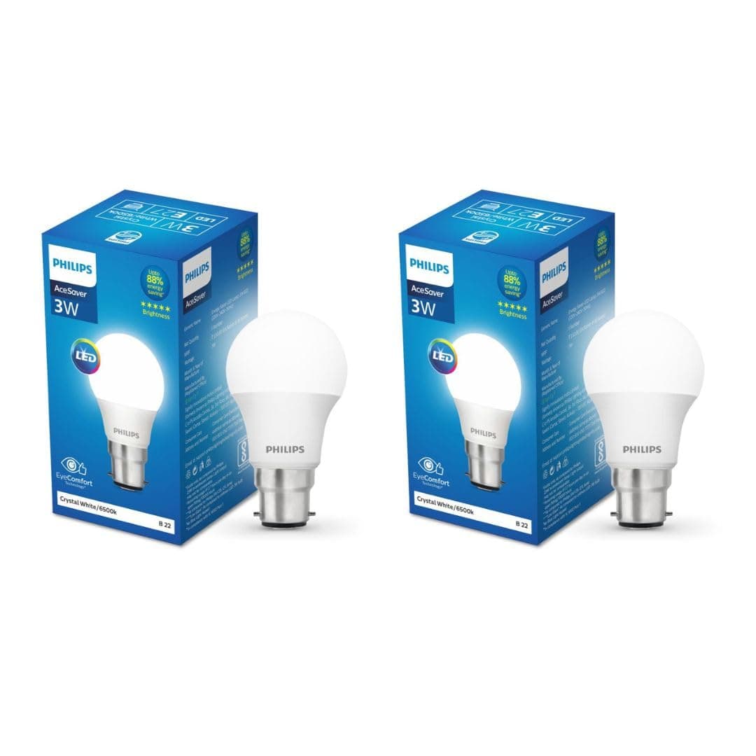 Philips AceSaver 3W B22 LED Bulb Pack of 2