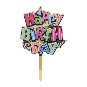 Cake Toppers for Party Decoration Birthday Cupcake Multicolour Design | Size: 10 cm