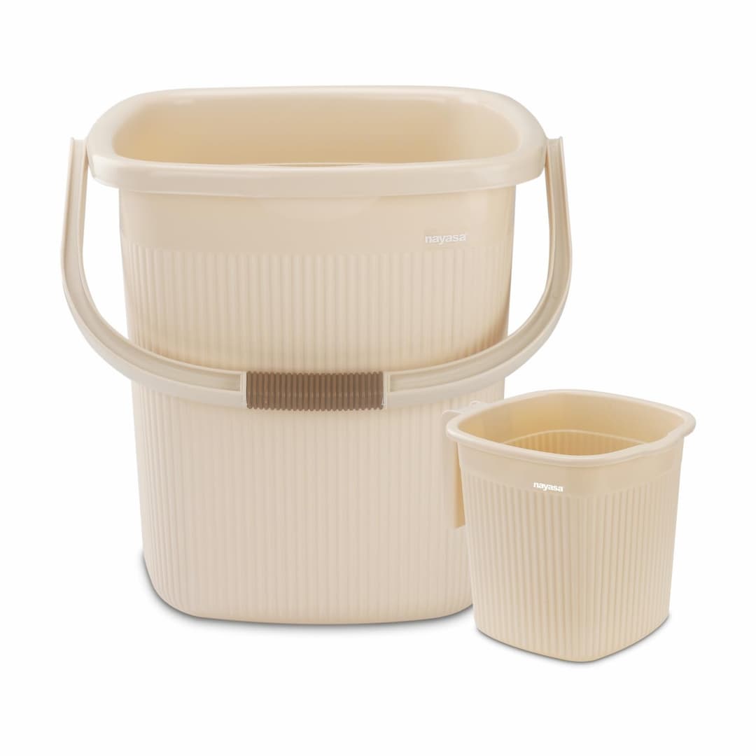 Nayasa Rimmy Plastic Bucket and Mug Set (18L & 1.5L)