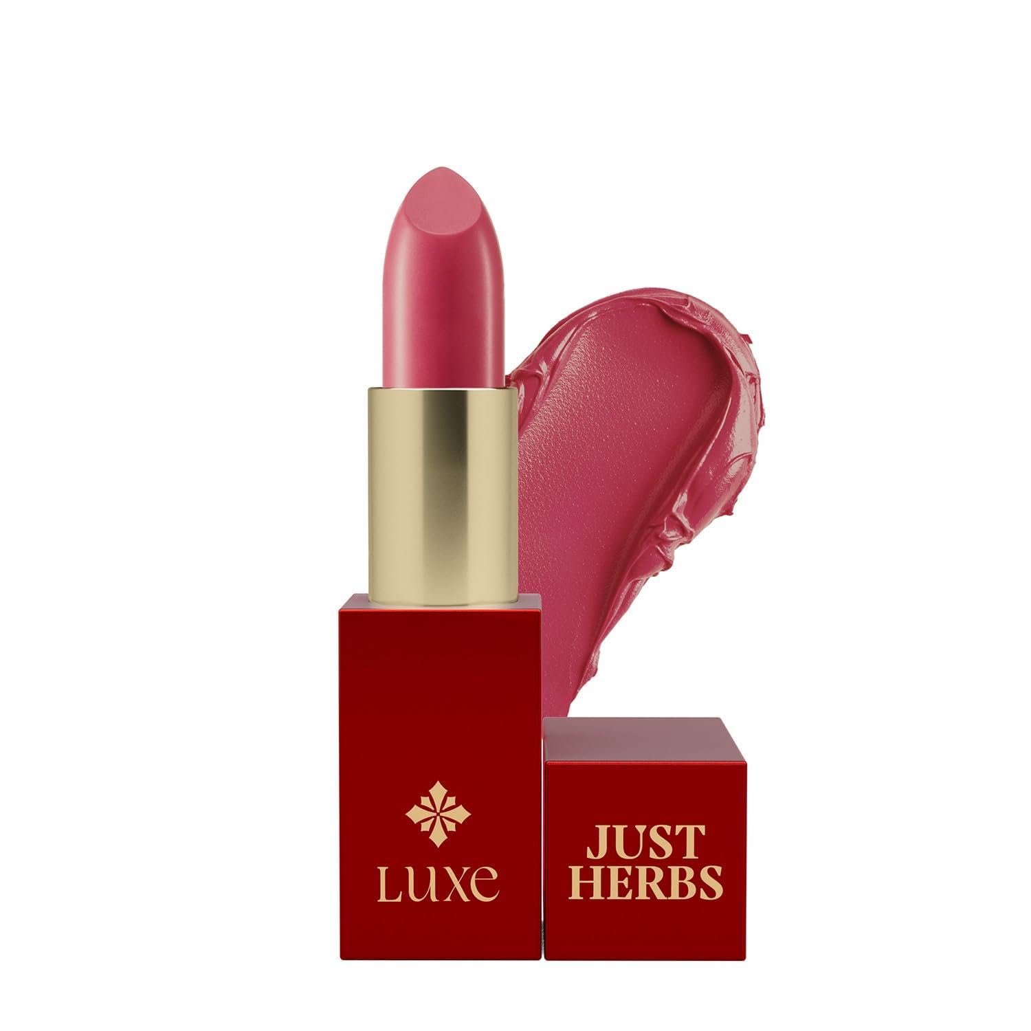 Just Herbs Luxe Satin Melt High Shine Lipstick | Luxury Makeup | Ayurvedic Formula | Long Lasting Shine | Ayurvedic Lipstick – 4 gm (06 BERRY ALLURE)