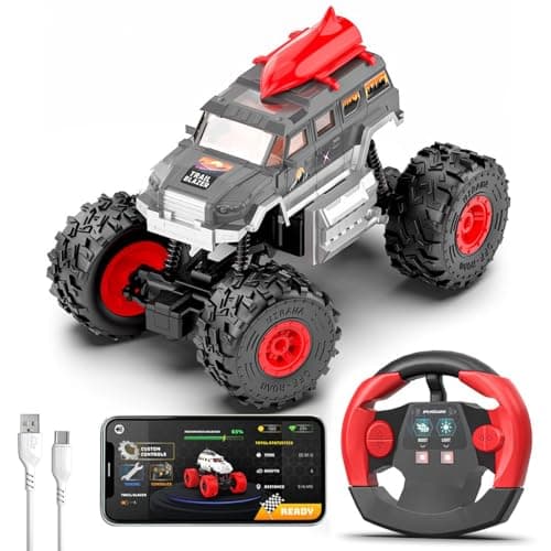 Cockatoo-Kids Trailblazer 2WD Rechargeable Remote Control Car with Remote, Off-Road Monster Truck Toy for Boys Girls, 1200mAh Battery, Nitro Boost, Shock Absorber, BT Speaker, Fast USB Charge, Black