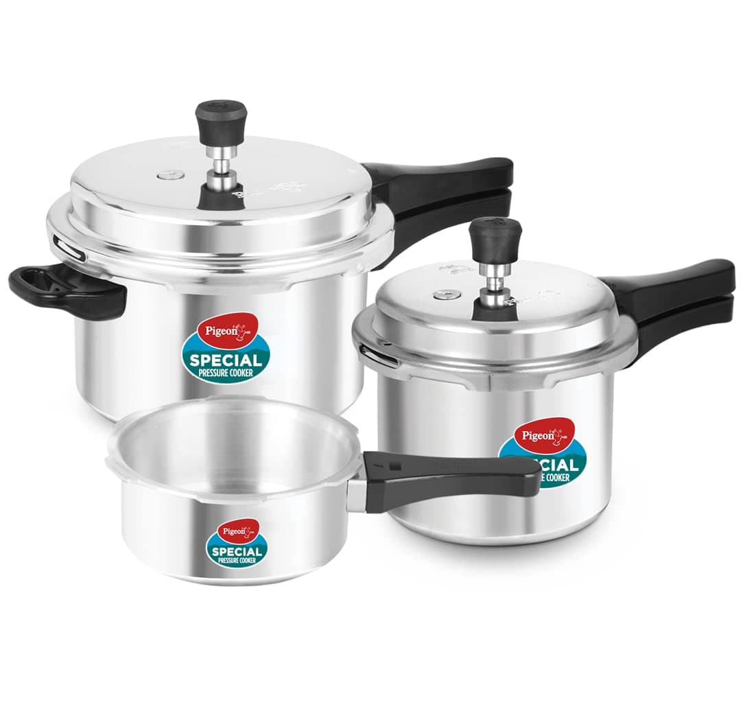Pigeon Special Aluminium Pressure Cooker Combo (2L, 3L & 5L)