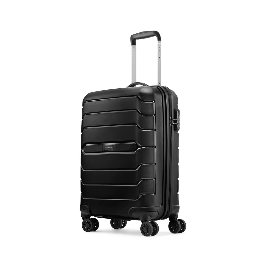 Aristocrat Liberty 8-Wheel Cabin Size Hard Case Trolley Bag, Jet Black