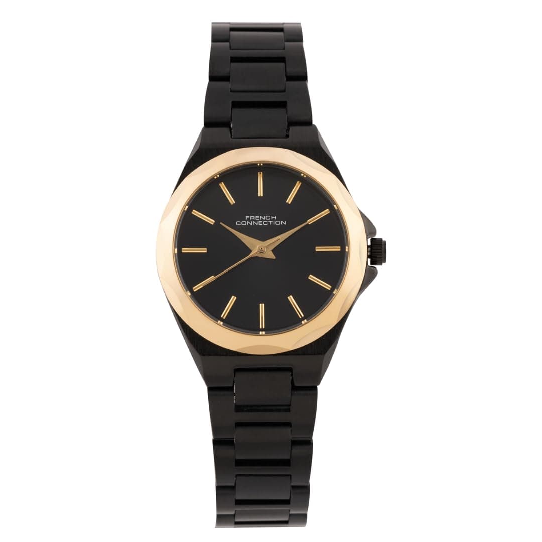 French Connection Equinox Black Hexagonal Dial Womens Analogue Watch FCH11BM