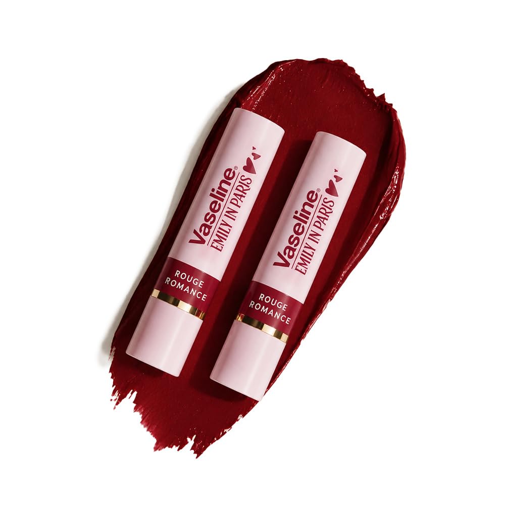 Vaseline Rouge Romance Emily in Paris Limited Edition Red Tinted Lip Balm Stick 3g (Pack of 2)