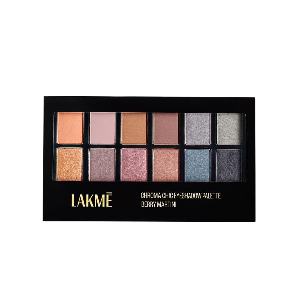 Lakmé Glitterati Chroma Chic Eye Shadow Palette, Highly Pigmented, Shimmery, Lightweight, Stilettos | | 12 g