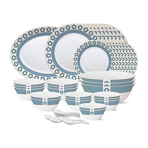 Larah by Borosil Tiara Series 44 Pcs Opalware Dinner Set