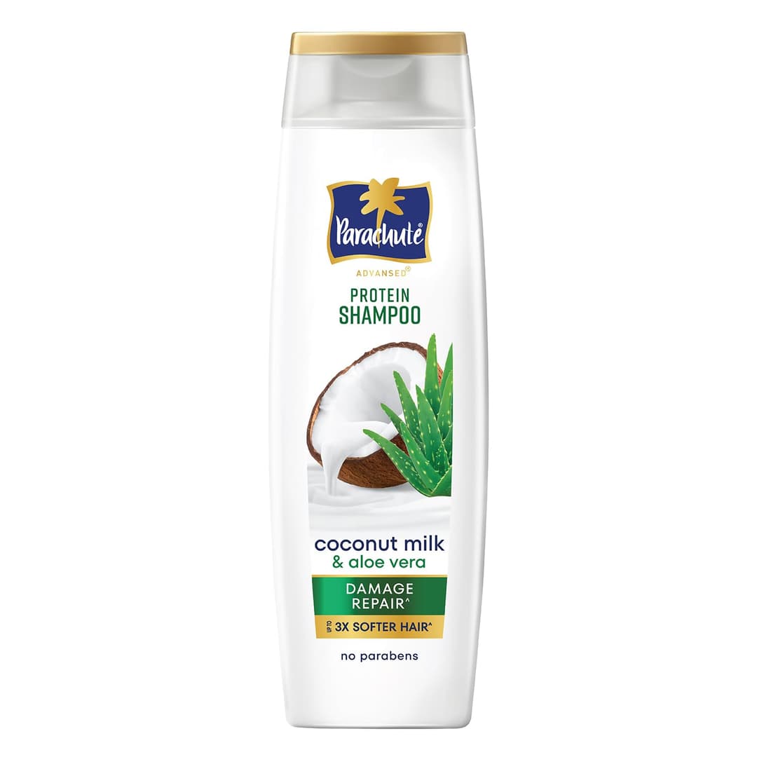 Parachute Advansed Protein Shampoo | with Coconut Milk and Aloe Vera | For up to 100% Damage Repair & up to 3X Softer Hair | Protein Lock Technology | Paraben-Free | For Men & Women | 80ml