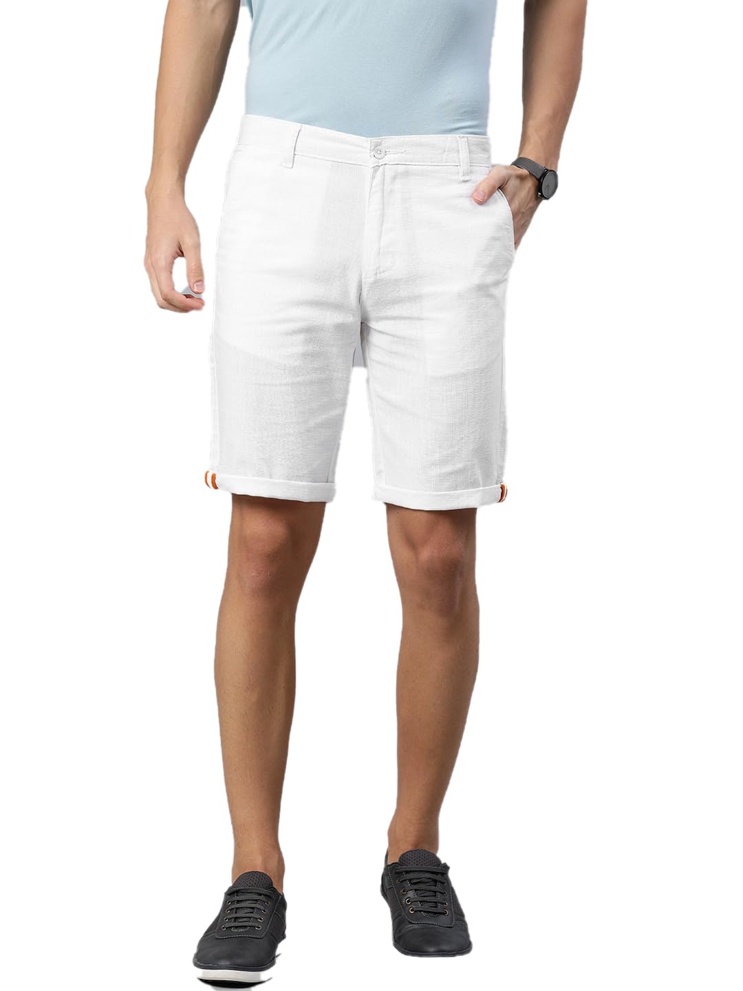 IVOC Shorts for Men|Men White Slim Fit Solid Casual Shorts | 100% Cotton Trendy and Comfortable