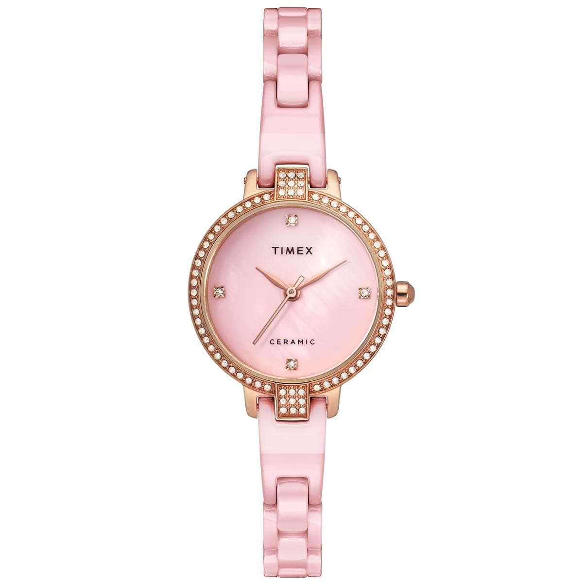 Timex Women's 28 mm Mother of Pearl Dial Ceramic Watch