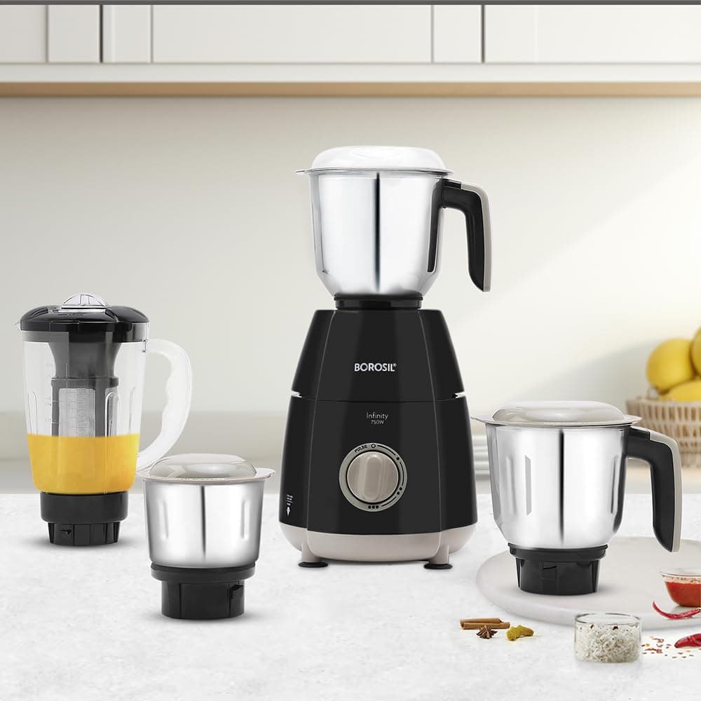 Borosil Infinity 750W Mixer Grinder with 4 Jars