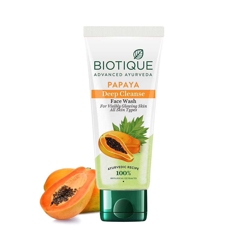 Biotique Papaya Deep Cleanse Face Wash | Gentle Exfoliation | Visibly Glowing Skin | 100% Botanical Extracts | Suitable for All Skin Types | 150ml